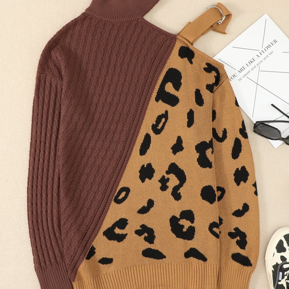 Brown Cold Shoulder Sweater - Picture 3 of 3